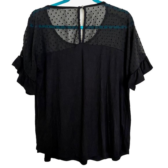 Maurices NWT Women's Ruffled Dot Print Chiffon Yoke Short Sleeve Tee Size XL - Picture 2 of 7